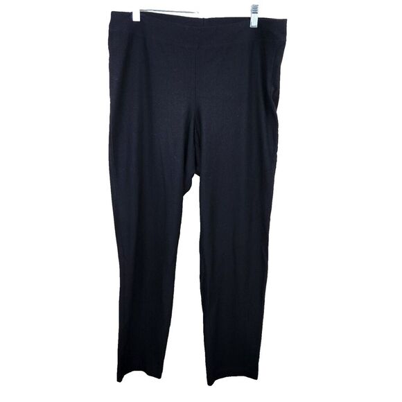 Washable Stretch Crepe Pant EILEEN FISHER Black SZ L Large Viscose Nylon Spandex - Picture 1 of 9